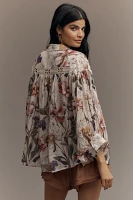 By Anthropologie Long-Sleeve Appliqué Batwing Blouse