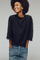 By Anthropologie Mock-Neck Tassel Top