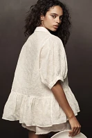 By Anthropologie Lace-Placket Babydoll Blouse