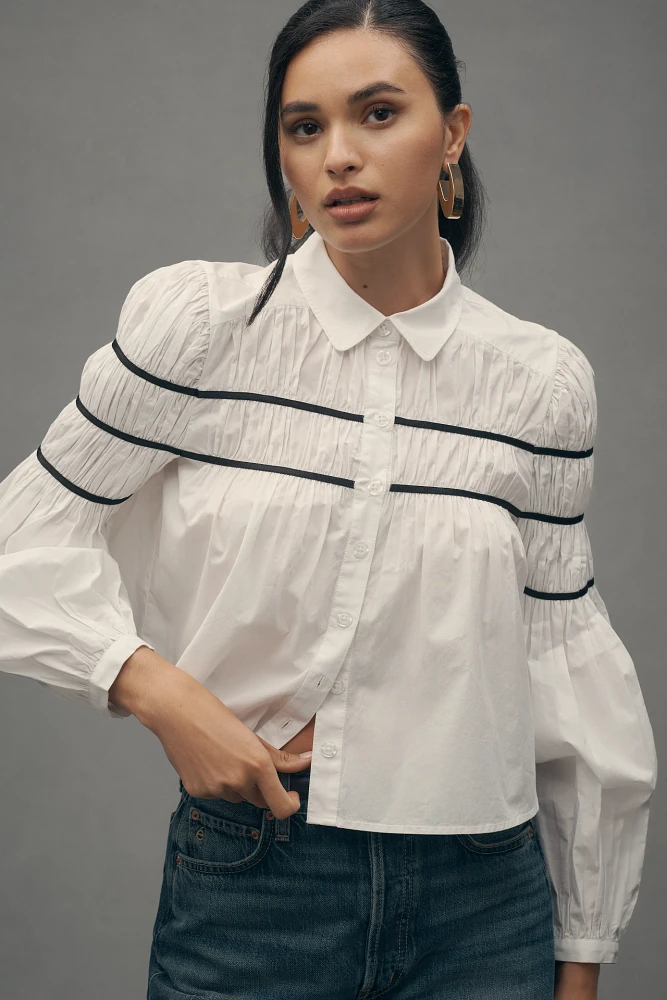 The Leandra Shirred Yoke Blouse by Maeve