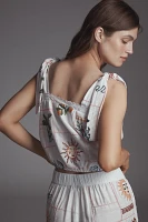 Pilcro Embroidered Patchwork Cropped Tank Top