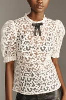 En Elly Puff-Sleeve Bow Blouse