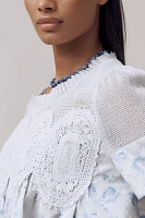 The Iris Short-Sleeve Lace Poplin Blouse by En Elly