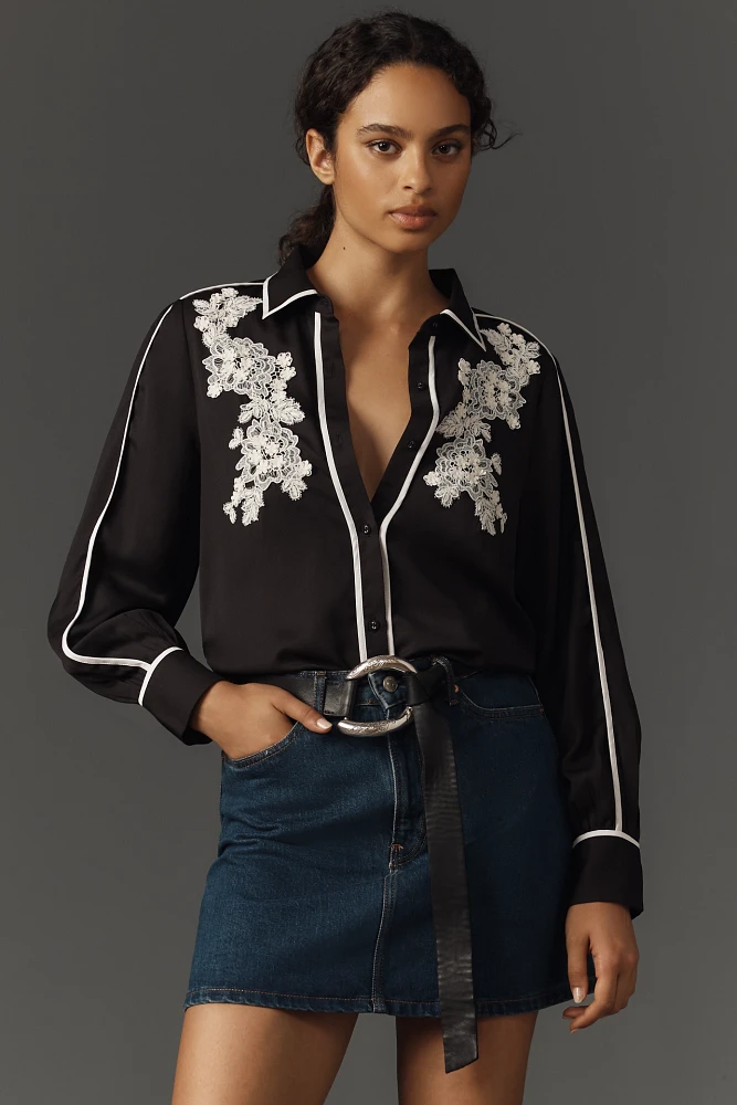 Ranna Gill Ariana Embellished Buttondown Shirt