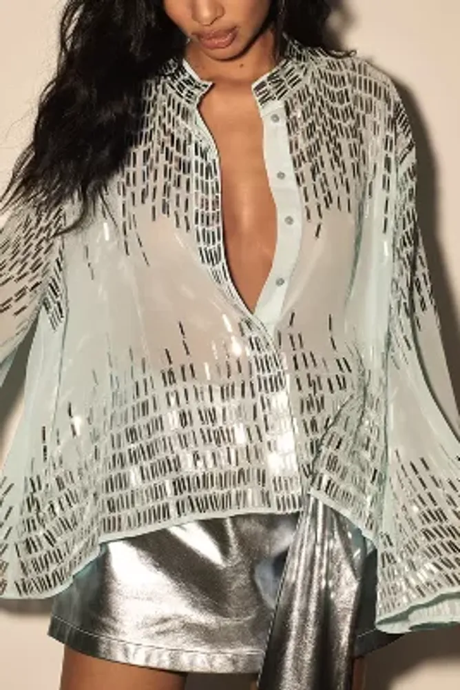 Let Me Be Sheer Sequin Blouse