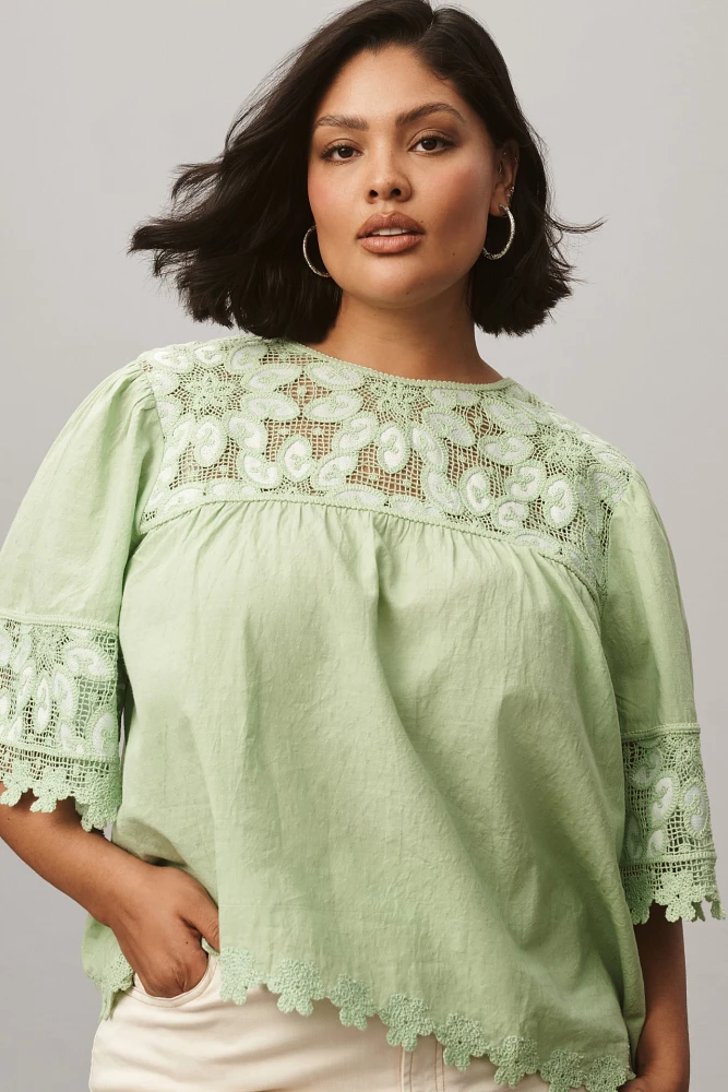 Forever That Girl Crochet Yoke Blouse