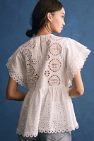 Forever That Girl Flutter-Sleeve Eyelet Tunic