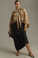 Let Me Be Animal Print Tie-Neck Blouse