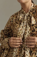 Let Me Be Animal Print Tie-Neck Blouse