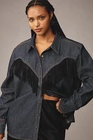 Let Me Be Fringe Denim Buttondown Shirt