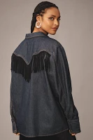 Let Me Be Fringe Denim Buttondown Shirt