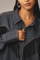 Let Me Be Fringe Denim Buttondown Shirt