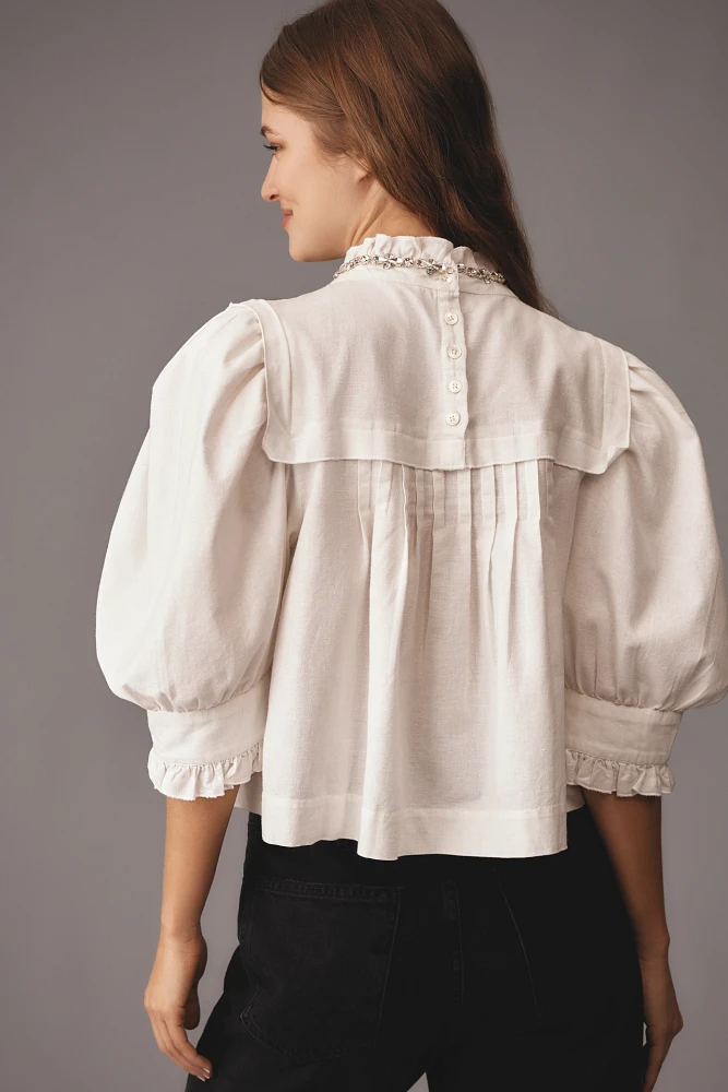 Forever That Girl Puff-Sleeve Embellished Blouse