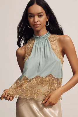 Let Me Be High-Neck Sleeveless Lace Blouse