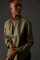 Pilcro Faux Leather Blouse