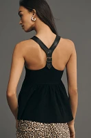 By Anthropologie Buckle Racer Back Babydoll Halter Top