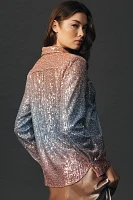 By Anthropologie Ombre Sequin Buttondown Shirt