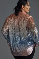 By Anthropologie Ombre Sequin Buttondown Shirt