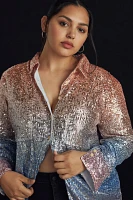 By Anthropologie Ombre Sequin Buttondown Shirt