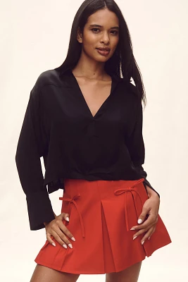 Maeve Silky Collared Popover Blouse