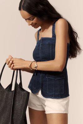 Scotch & Soda Sleeveless Pintuck Denim Top