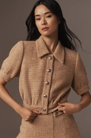 ASTR The Label Bronwyn Puff-Sleeve Tweed Blouse