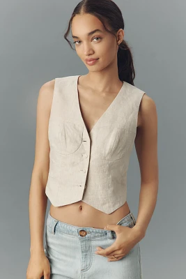 ASTR The Label Ossa Linen Cropped Vest