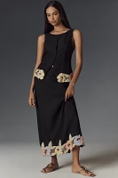 RIXO Lucca Linen Blend Cutwork Floral Sleeveless Top