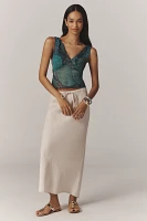 RIXO Nandi Hand-Beaded V-Neck Tank Top
