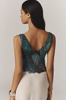 RIXO Nandi Hand-Beaded V-Neck Tank Top