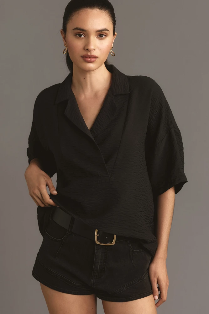 The Dylon Short-Sleeve Wide-Placket Top