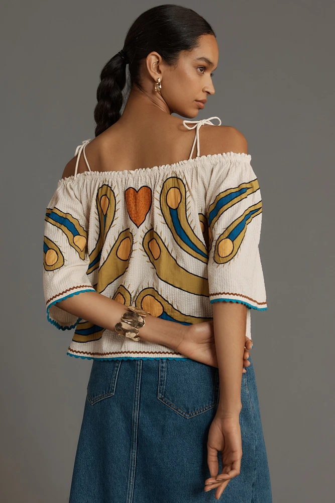 Stella Nova Peacock Off-The-Shoulder Blouse