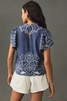 The Lainie High-Neck Lace Cutwork Blouse