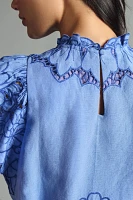The Lainie High-Neck Lace Cutwork Blouse
