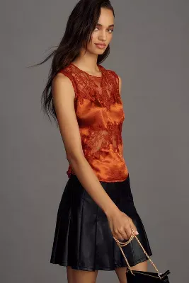 By Anthropologie Shine Lace Mix Tank