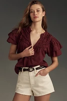 By Anthropologie Layered-Sleeve Henley Top