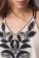 By Anthropologie Embroidered Appliqué Scallop Tank