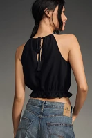 Pilcro Cropped Linen Halter Top