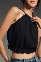 Pilcro Cropped Linen Halter Top