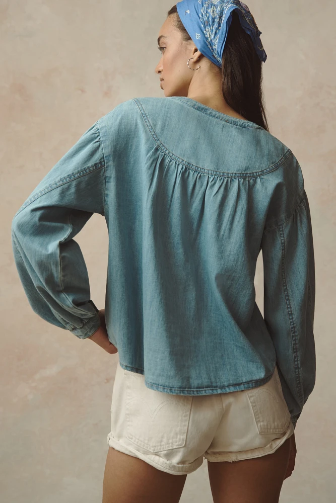 Pilcro Denim Batwing Blouse