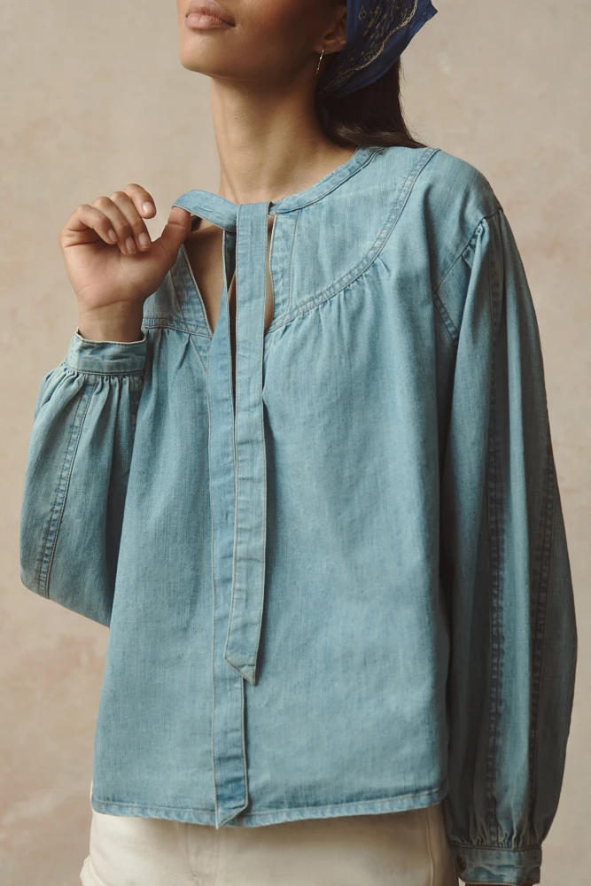 Pilcro Denim Batwing Blouse