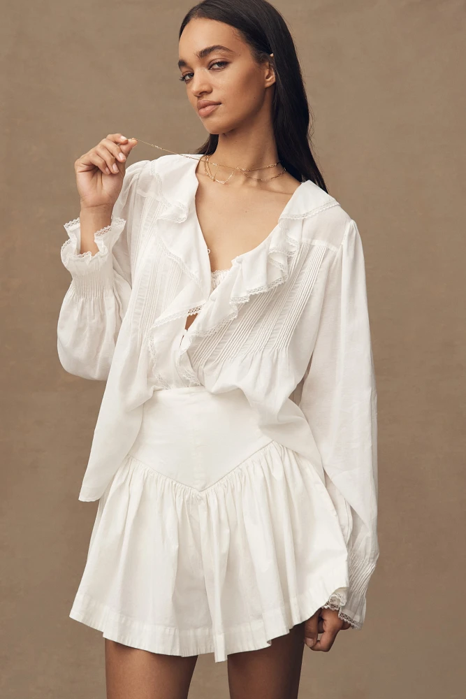 By Anthropologie Long-Sleeve Babydoll Blouse