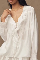 By Anthropologie Long-Sleeve Babydoll Blouse