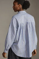 Pilcro Reworked Ruched Buttondown Shirt