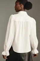 By Anthropologie Puff-Sleeve Ruffled Blouse