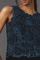 The Lainie High-Neck Lace Cutwork Blouse: Sleeveless Velvet Edition