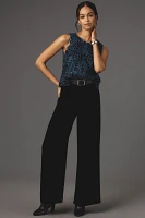 The Lainie High-Neck Lace Cutwork Blouse: Sleeveless Velvet Edition