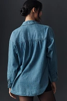 By Anthropologie Crystal-Embellished Denim Buttondown Shirt