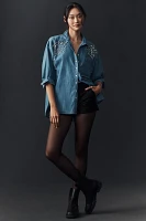 By Anthropologie Crystal-Embellished Denim Buttondown Shirt