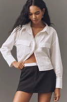 Maeve Patch Pocket Cropped Buttondown Shirt